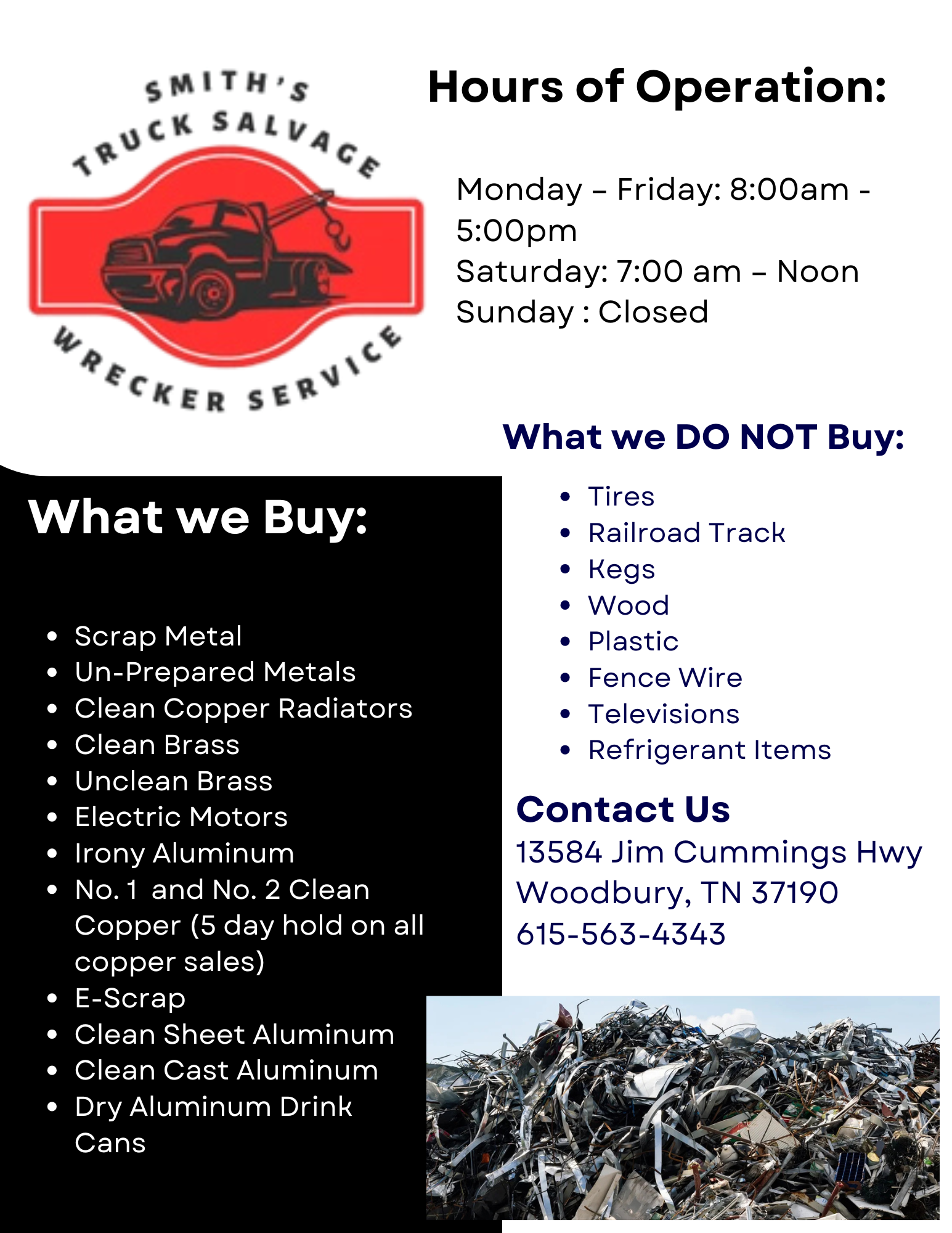 Smiths Truck, Salvage and Metal